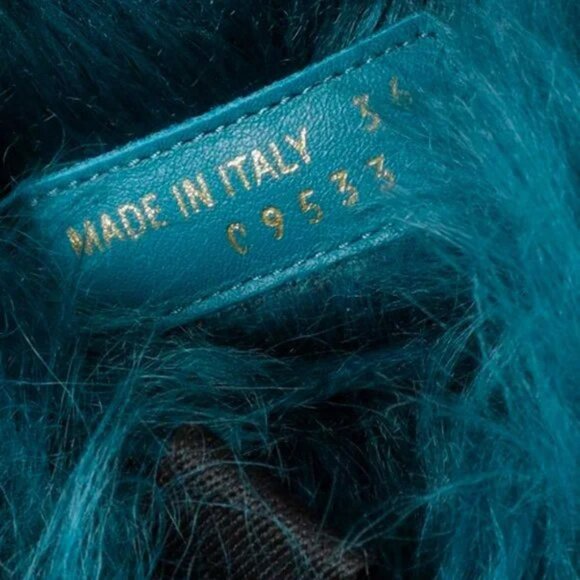 Prada Blue Fur Black Leather Moto Boots - Picture 10 of 10